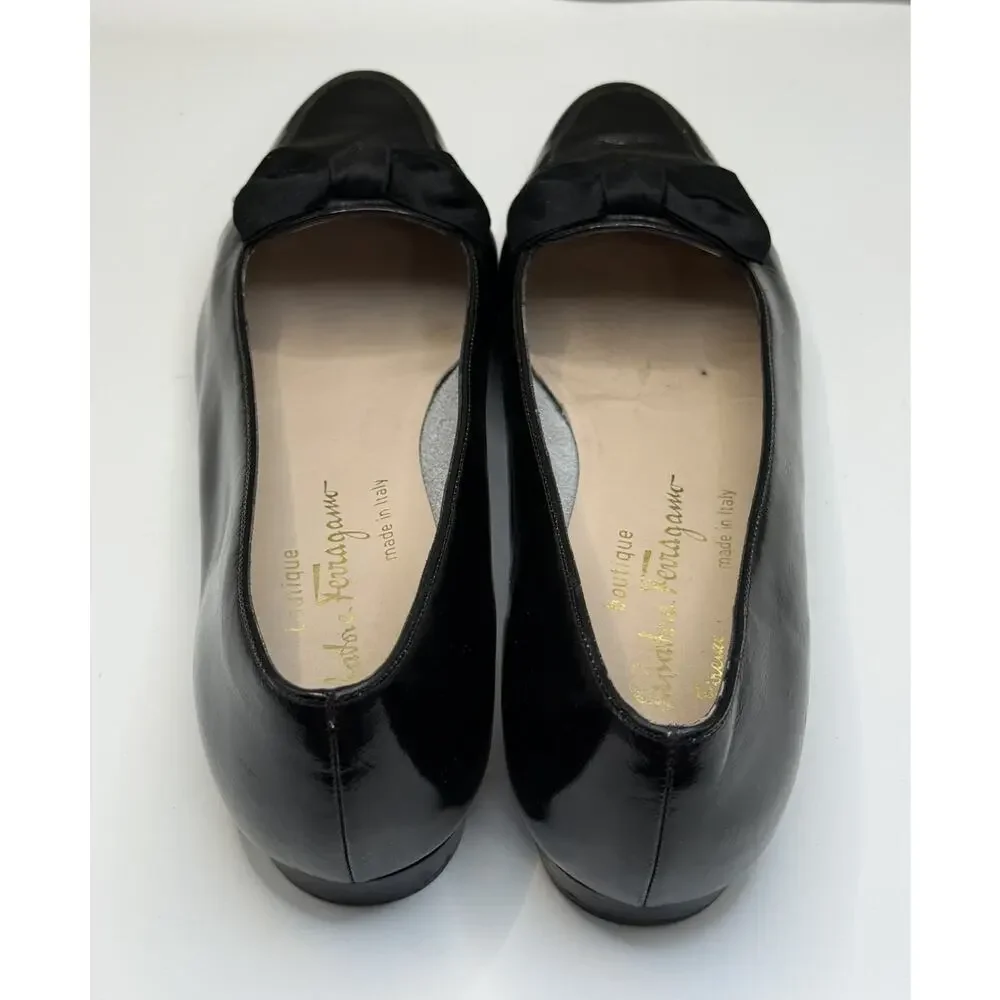 Salvatore Ferragamo Black Patent Leather Flats Sz 10